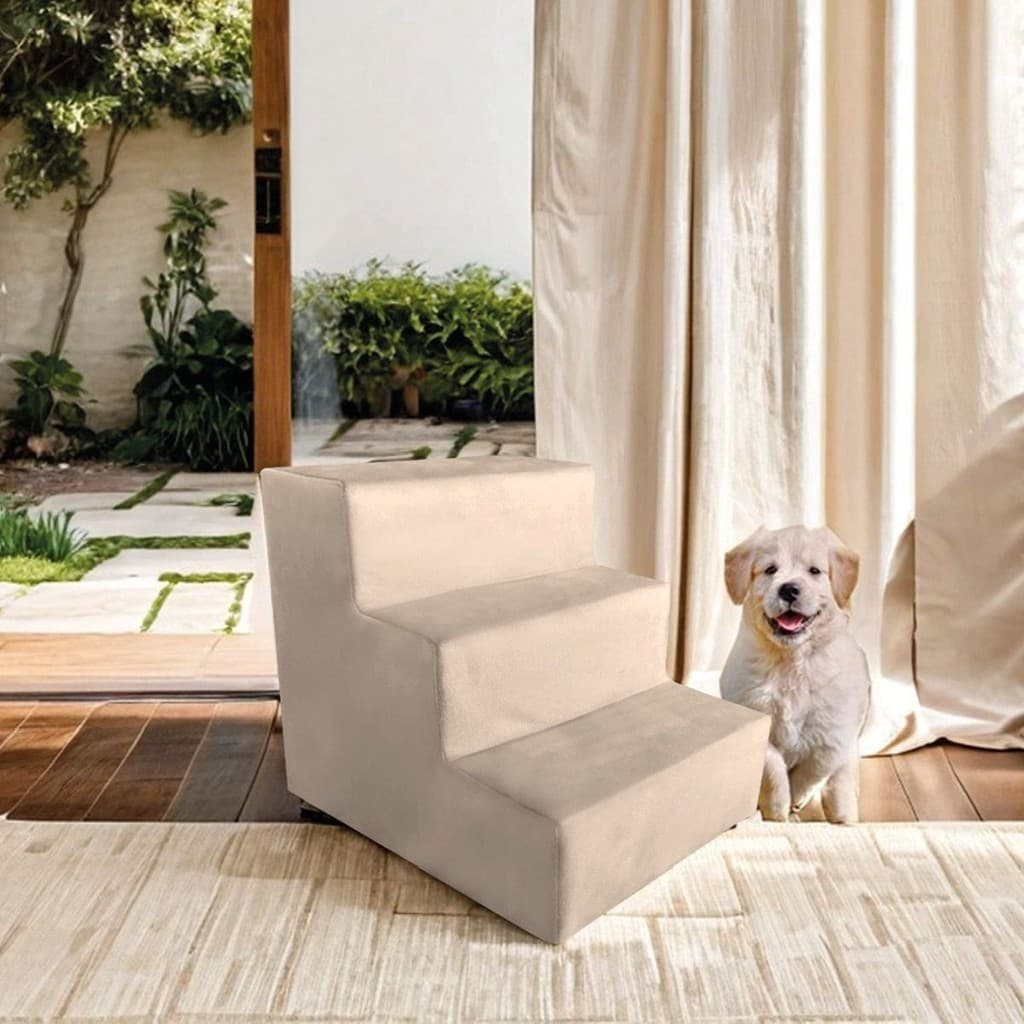 Escada Escadinha Pet 3 Degraus para Cachorro Suede Aninha Decor