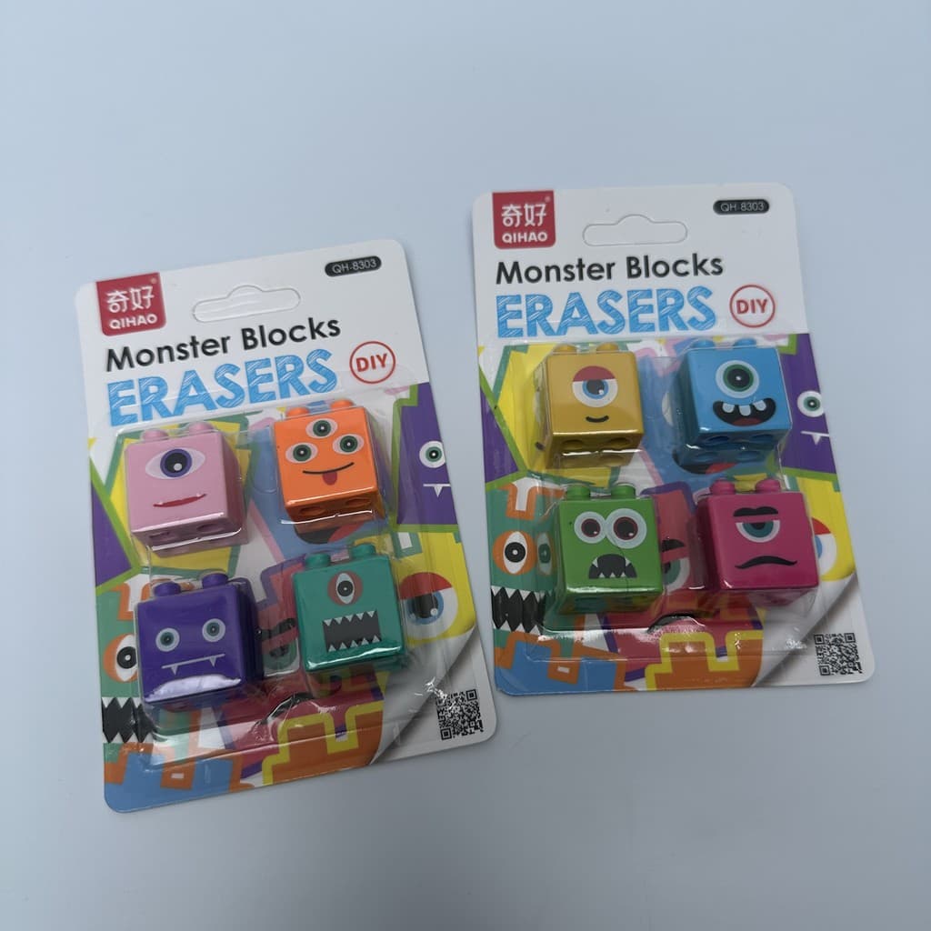 Blister Borracha Monster Blocks - 1 Embalagem C/ 4 Unidades