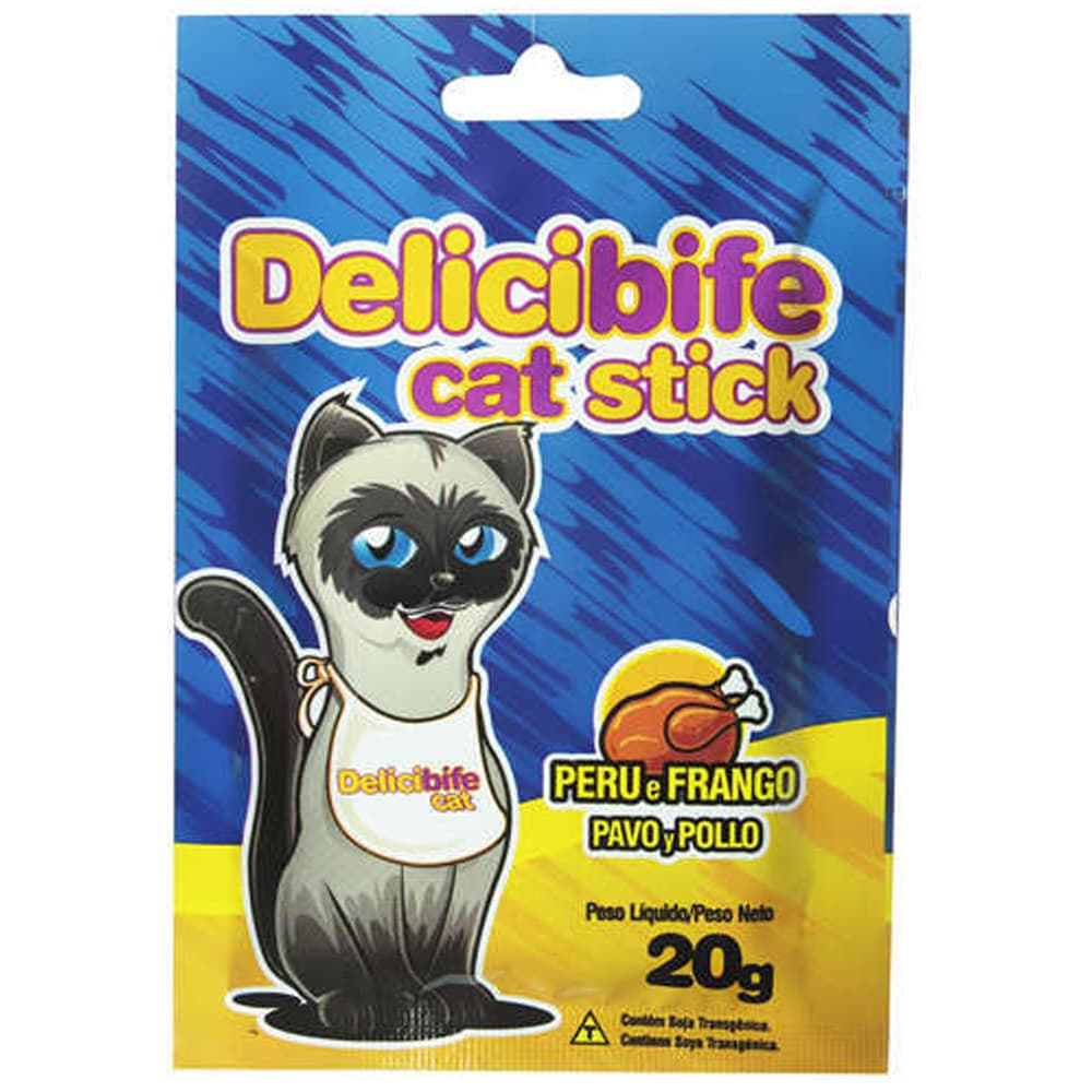 Petisco Palitinho Delicibife Bifinho Cat Stick para Gatos Sabor Aves Frango e Peru 20g