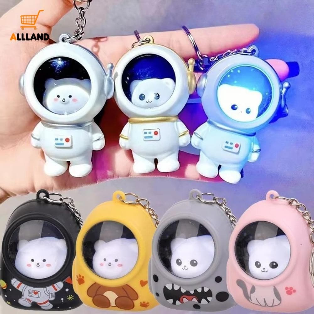 Engraçado Desenho Animado Que Brilha No Escuro Astronauta Urso Luz Noturna Chaveiro-Criativo Fofo Luminoso Casal Mochila