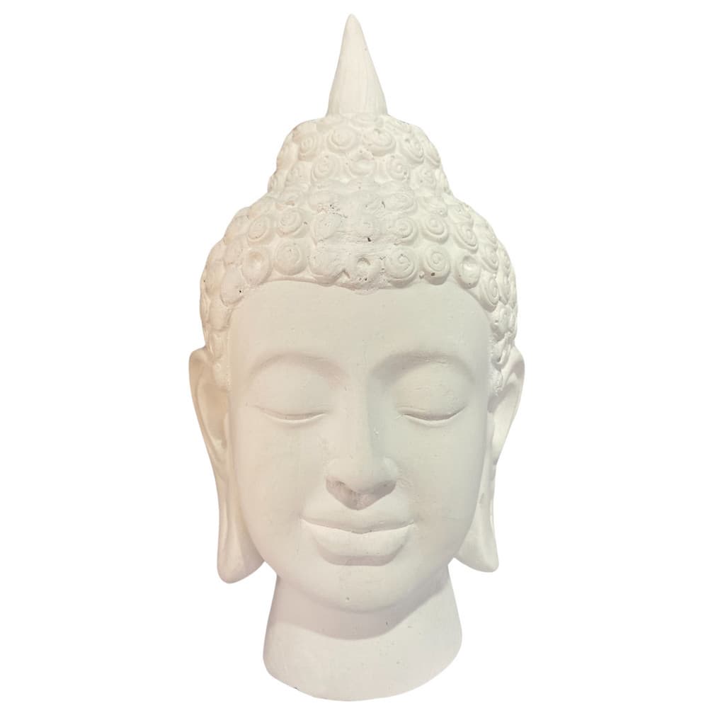 Escultura Decorativa Busto Cabeça Buda Gesso Premium Cru