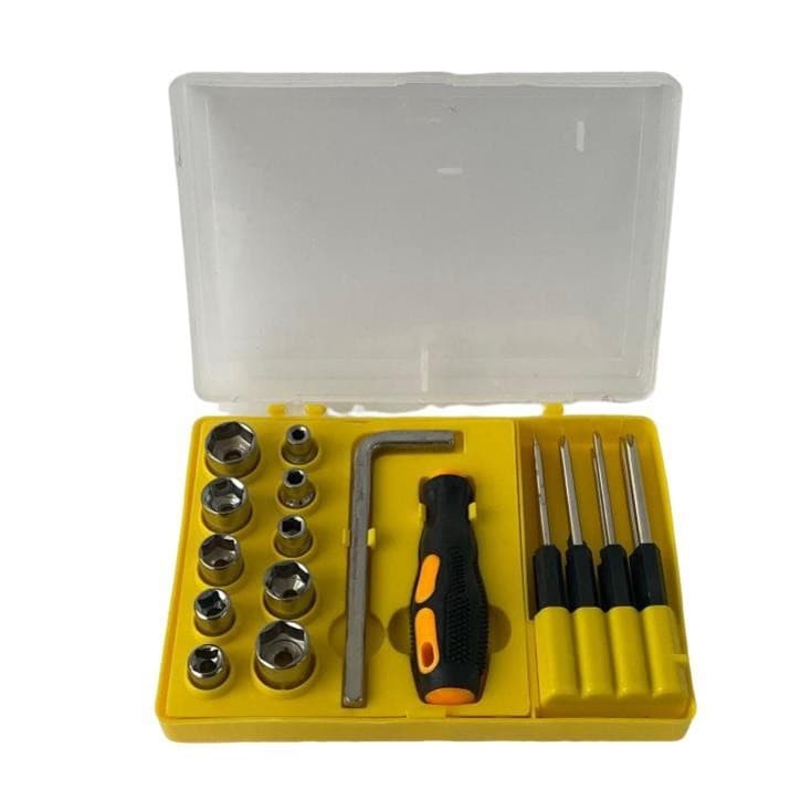 Kit Ferramentas 20 Peças Chave De Fenda 8 Em 1 Com soquetes 1/4 4-14mm