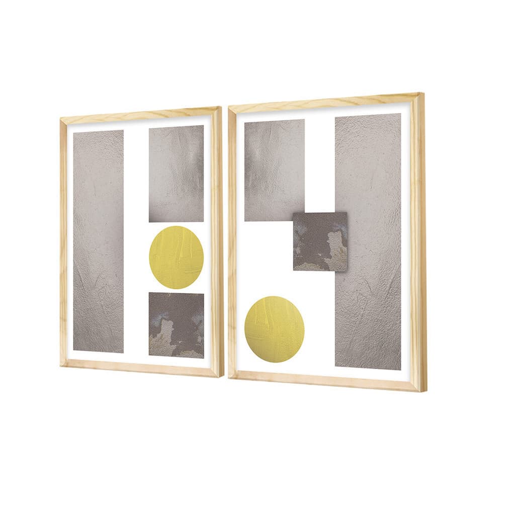 Dupla Quadros Geométrica Abstrato Elegante Para Sala