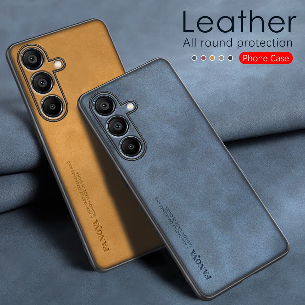 Para Samsung Galaxy A15 A14 A25 A24 A35 A55 M34 M54 M14 S23 FE 4G 5G Global Matte Lambskin Pele De Cordeiro Capa Celular De Couro Protetora À Prova De Choque