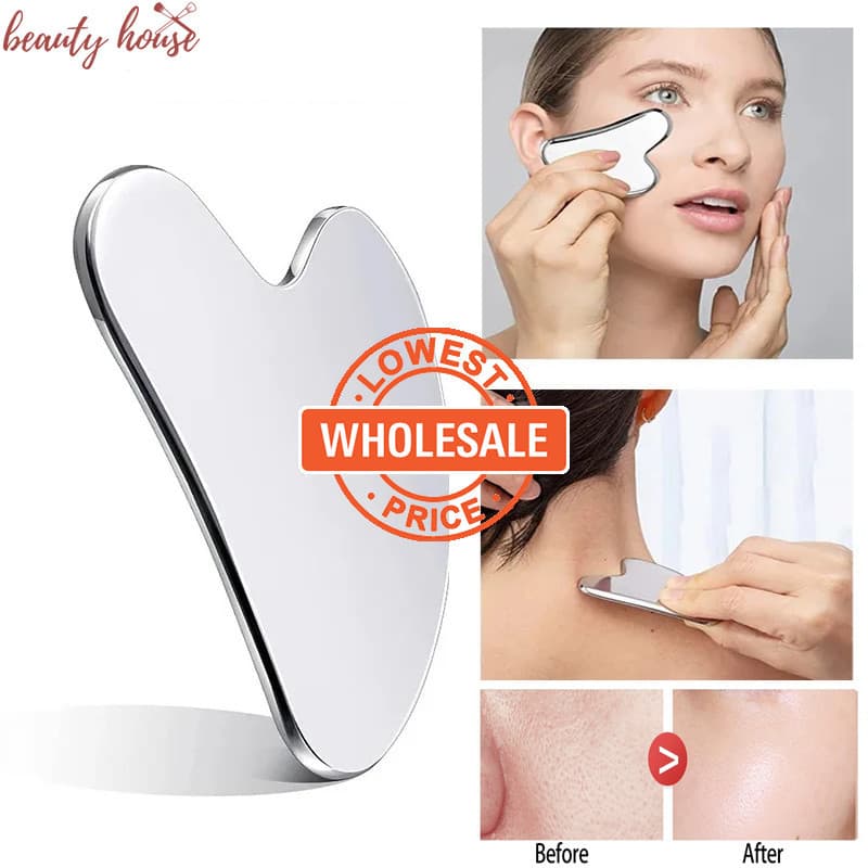 2Pcs Placa Gua Sha De Aço Inoxidável-Ferramenta De Cuidados De Beleza-Massageador De Ponto De Acupuntura-De Raspage