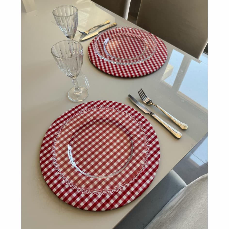 Kit  Capas Sousplat Xadrez para Festa Junina 35 cm Jogo Amerciano Redondo Oferta