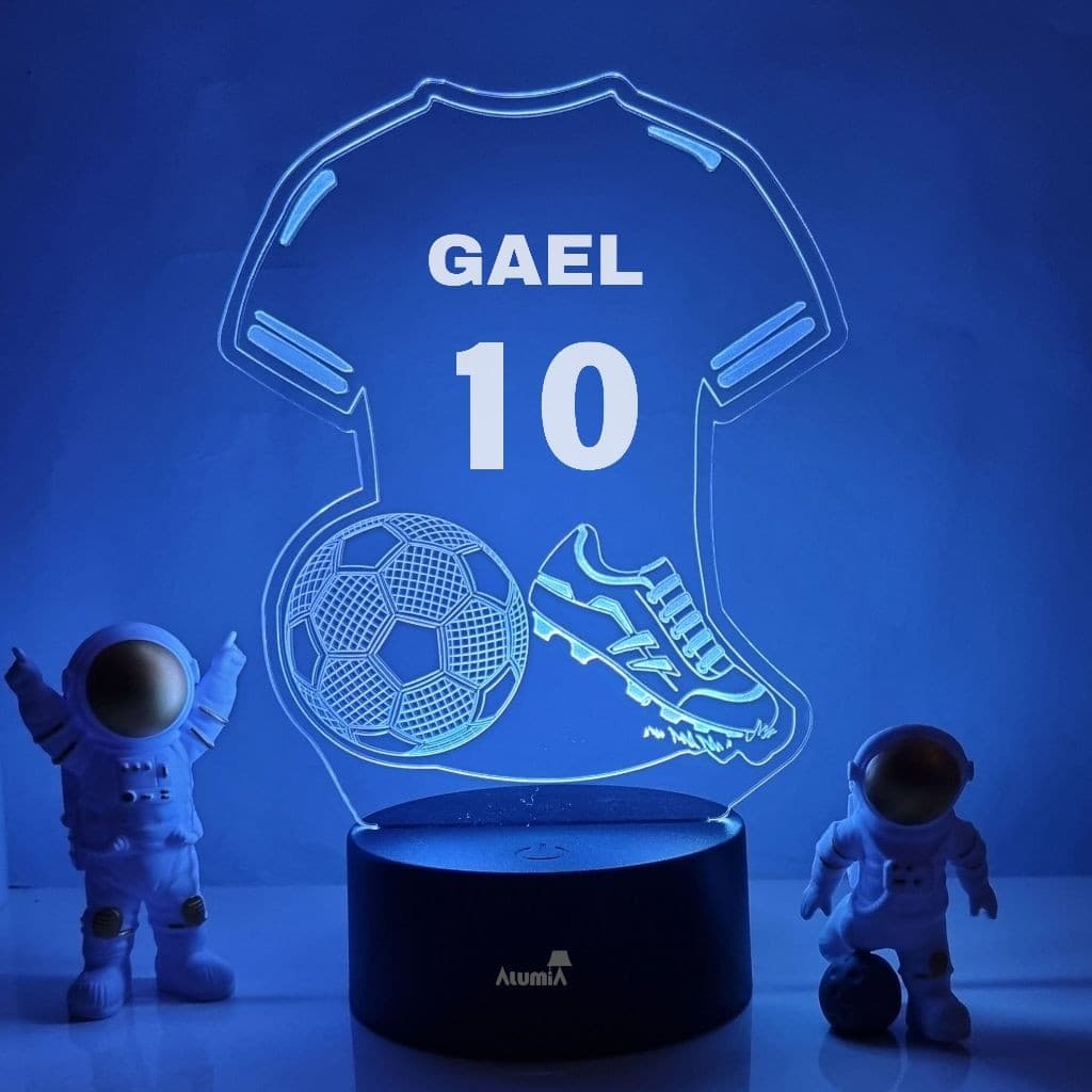 Luminária Personalizada Nome Presente Para Menino Decorativa Quarto Futebol 4 5 6 7 8 anos