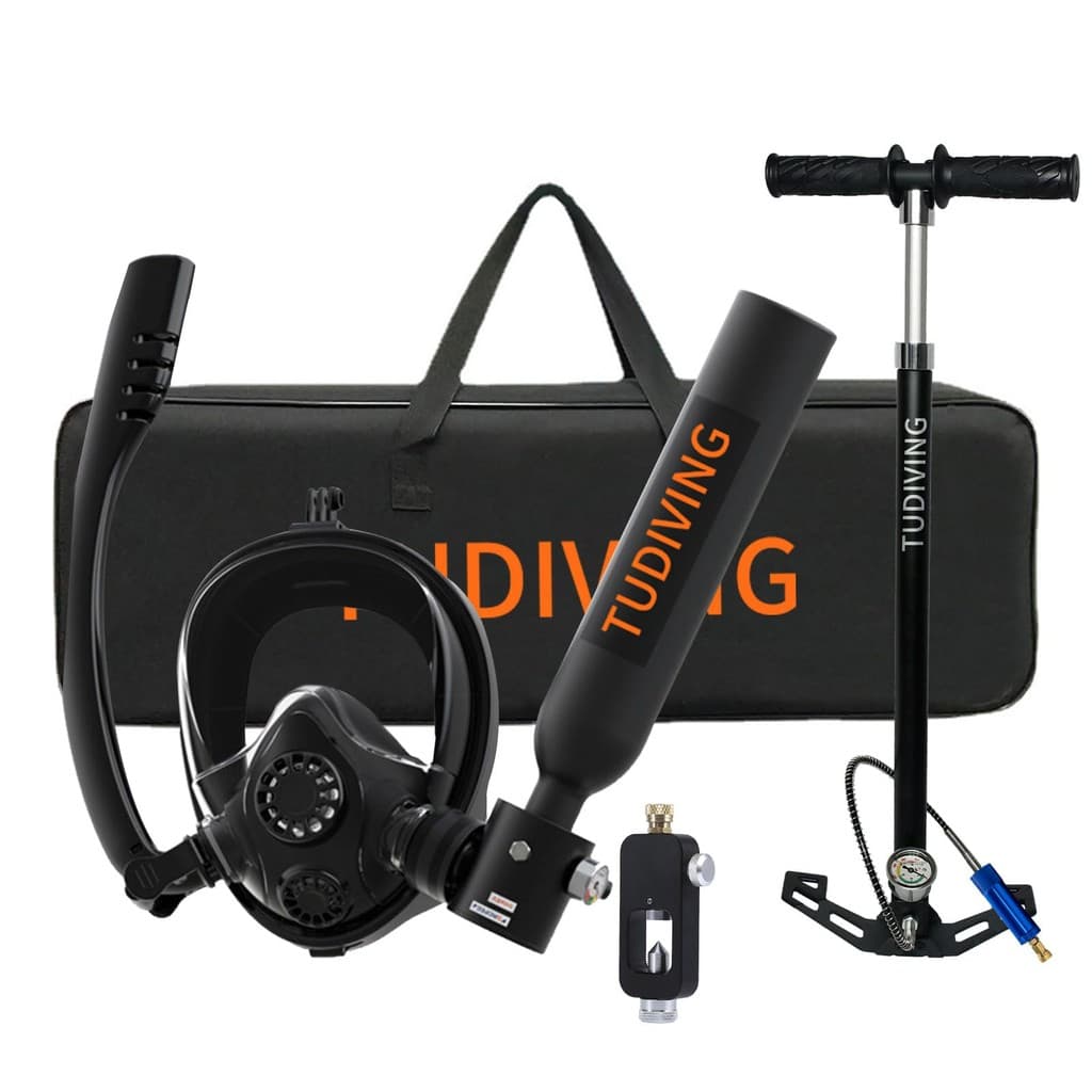 TUDIVING-0.5L conjunto de tanque mergulho Mini cilindro de oxigênio com máscara de snorkel de rosto