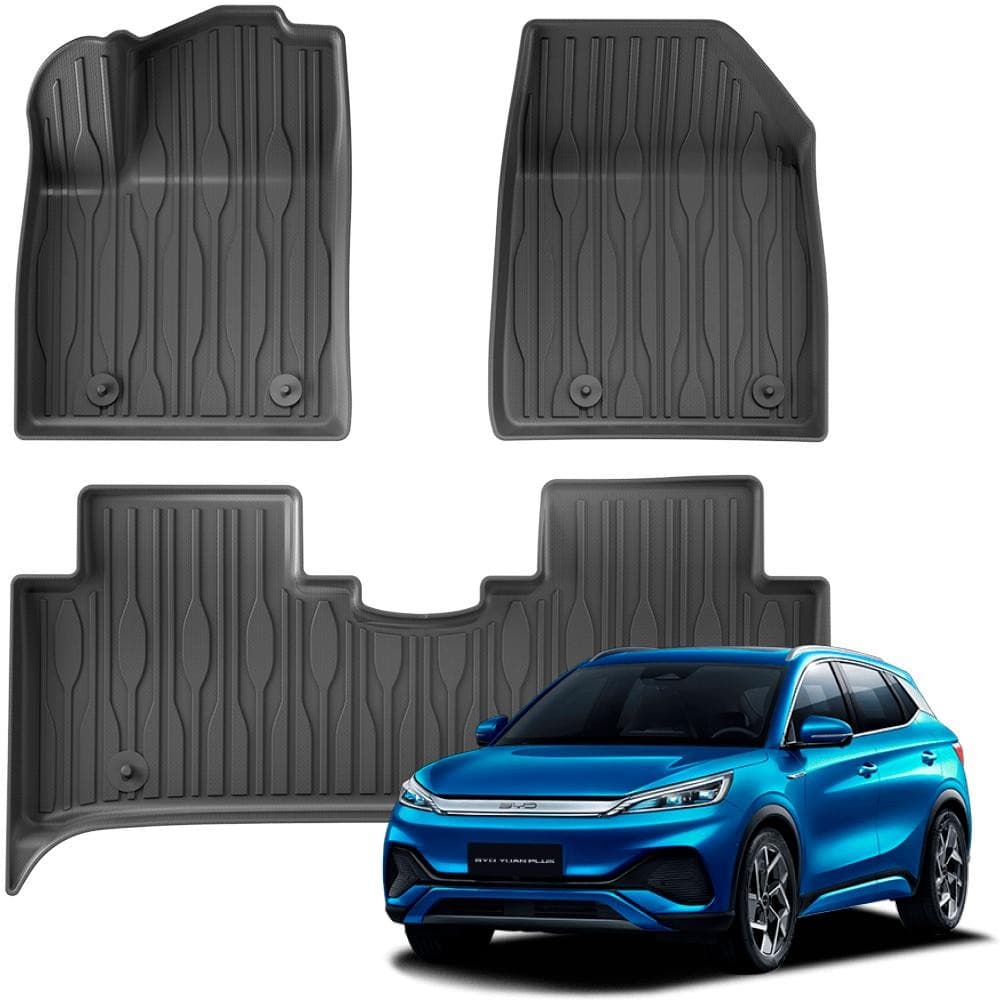 Tapete Automotivo Protetor Bandeja Emborrachada Para Carro BYD Yuan Plus Conjunto 3 Peças 3D Ekap