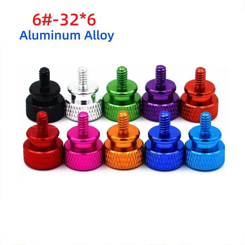 6 #-32 * 6 Computador PC Caso DIY Alumínio Anodizado Serrilhado Polegar Parafusos Caixa Do Painel Lateral Disco Rígido P