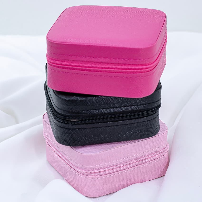 Mini Porta Joias Portátil Estojo Com Zíper Necessaire Compacto Seguro