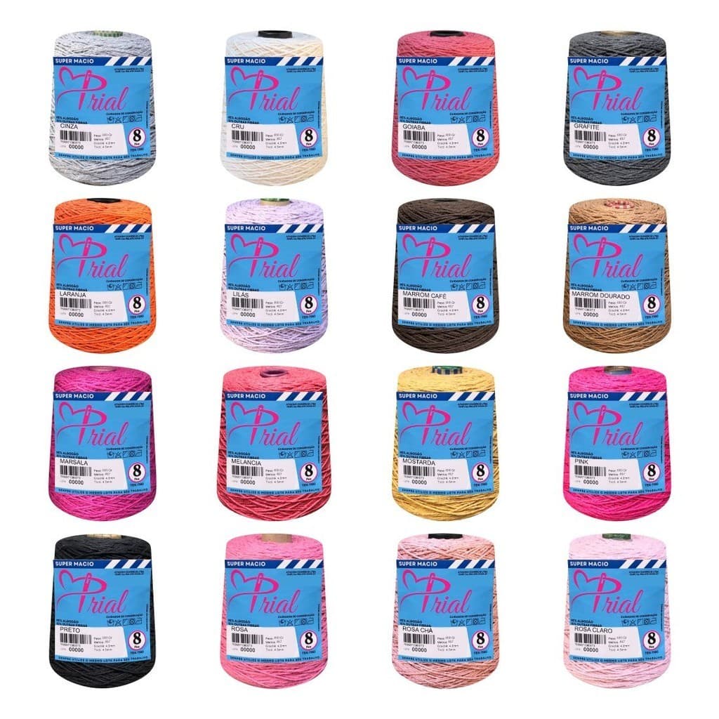 Barbante Colorido Numero 8 Crochê Tricô 600gr Linha Prial