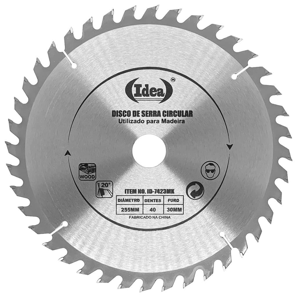 Disco Serra Para Madeira 40 Dentes C/ Vídea 255mm Furo 30mm