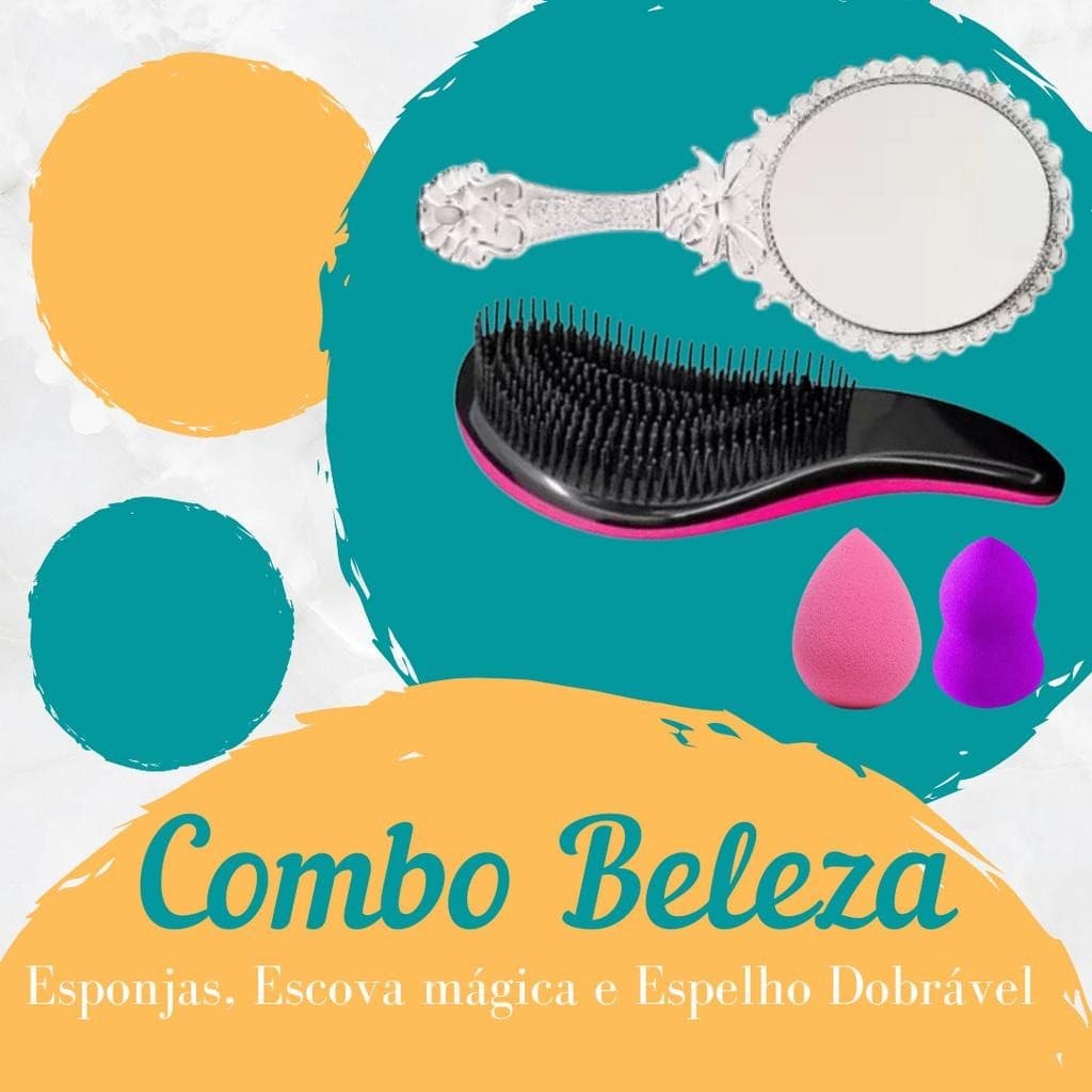 Combo Beleza - Esponjas faciais, Escova Mágica e Espelho dobrável