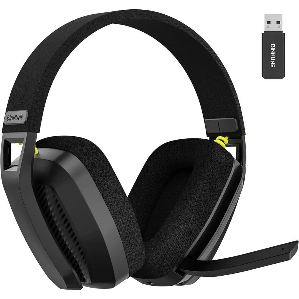 BINNUNE BW06 2.4G Fone De Ouvido Para Jogos Sem Fio Com Microfone Flip ENC PC , PS4 , PS5 , Fones Bluetooth Gamer Dual-Mode