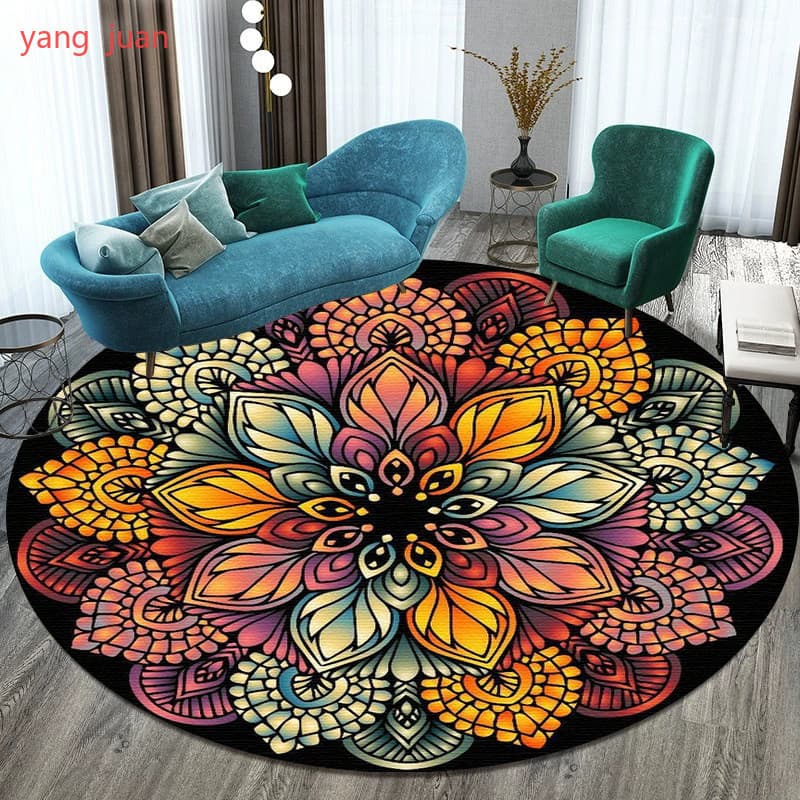 Moderno Boêmio Mandala Redondo Quarto Tapete-Cadeira Macia Meditação Yoga Área Decoração Do