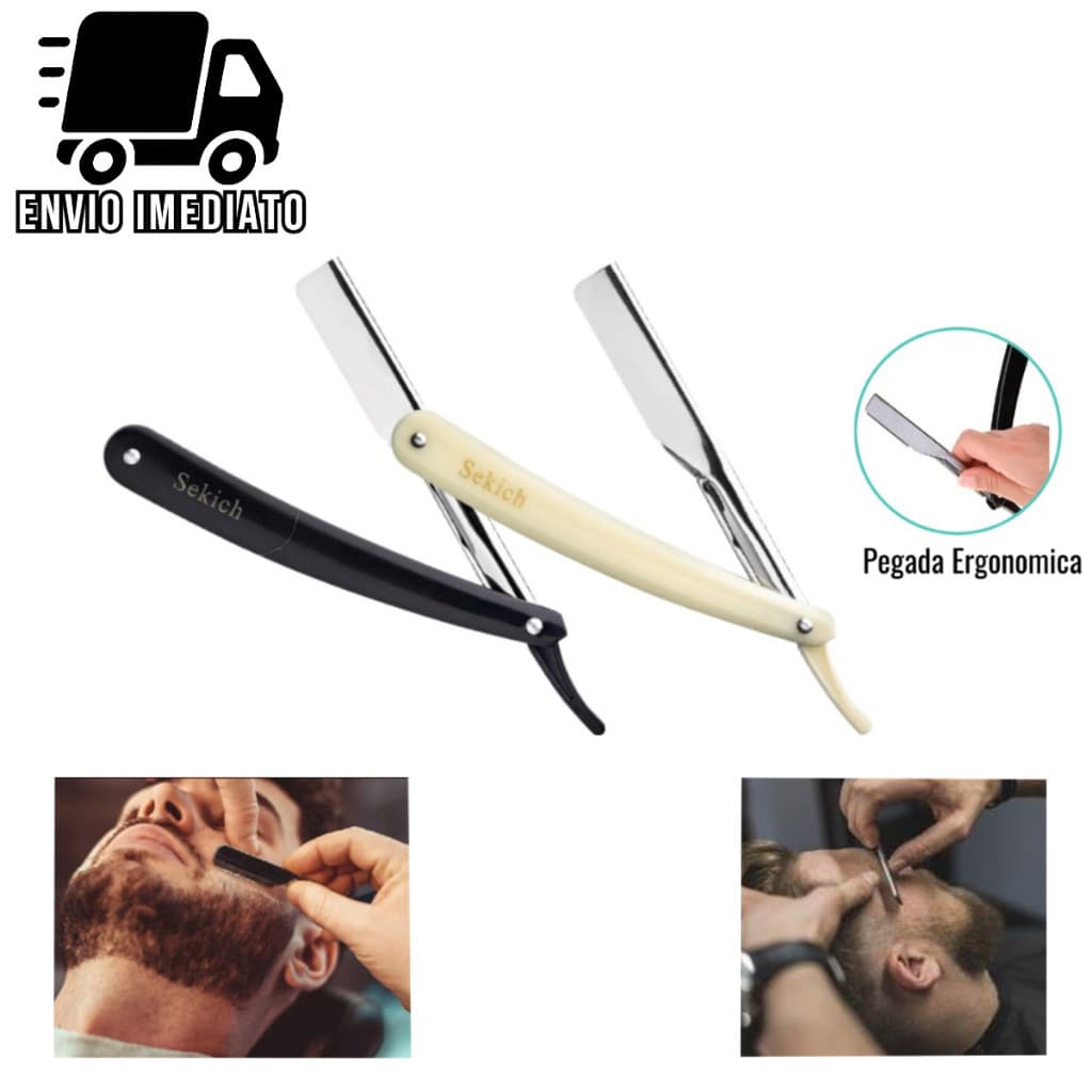 Navalha de Barbear Profissional Lâmina Navalhete Acabamento Sobrancelha Barba Barbeiro Aço Inox
