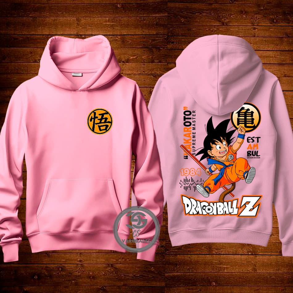 Moletom Dragon Ball Z Goku Anime Desenho Estampa Frente e costas Adulto e Infantil Blusa Com Capuz Flanelado Unissex