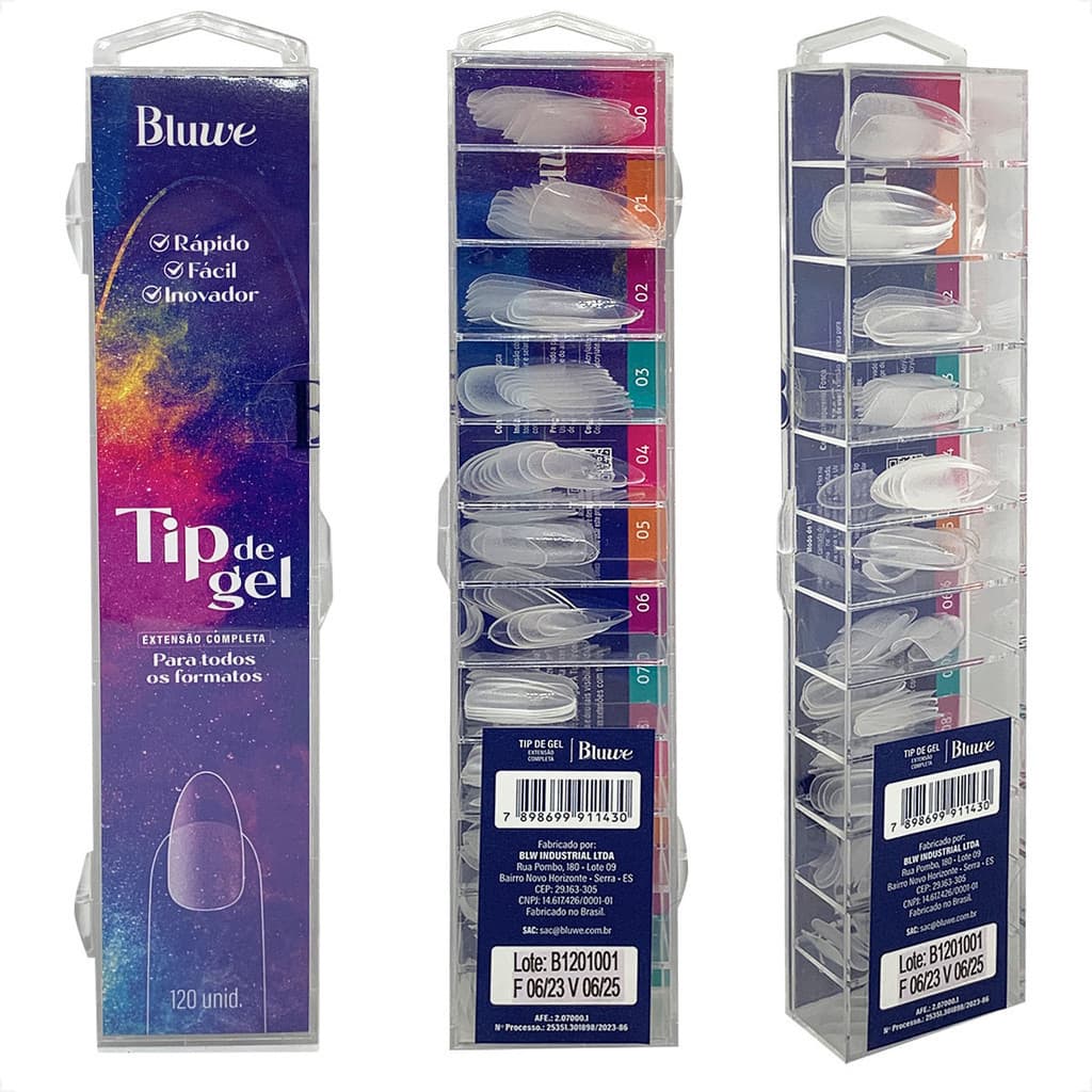 Tips Unha de gel Bluwe Extensão Completa Formatos 120un