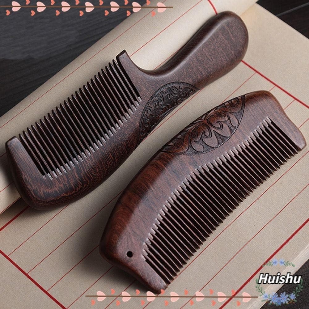 Pente De Cabelo HUISHU , Barba Antiestático Para Escovação Sândalo Massagem De Cabeça Artesanal De Dentes Finos