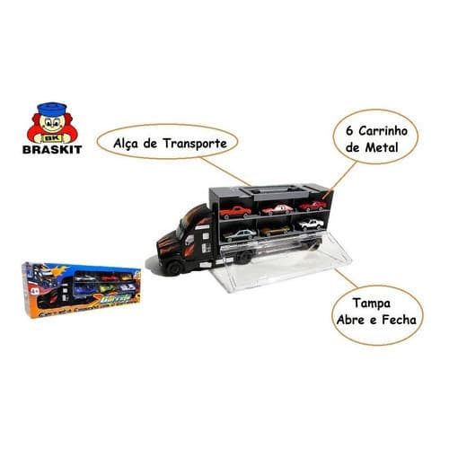 Brinquedo Mini Carreta Com 6 Carrinhos Cegonha