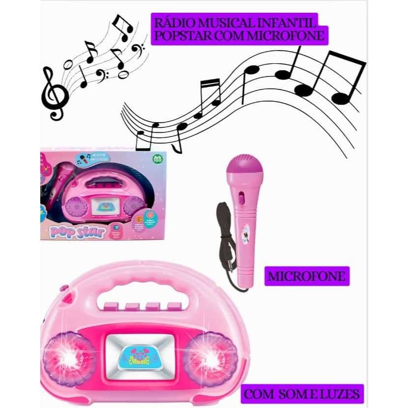 radio musical infantil pop star com microfone