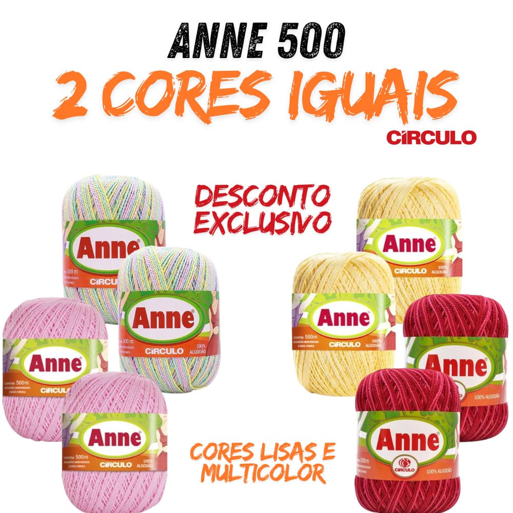 Kit de Linha Fio Anne 500m Circulo - kit com 2 cores iguais