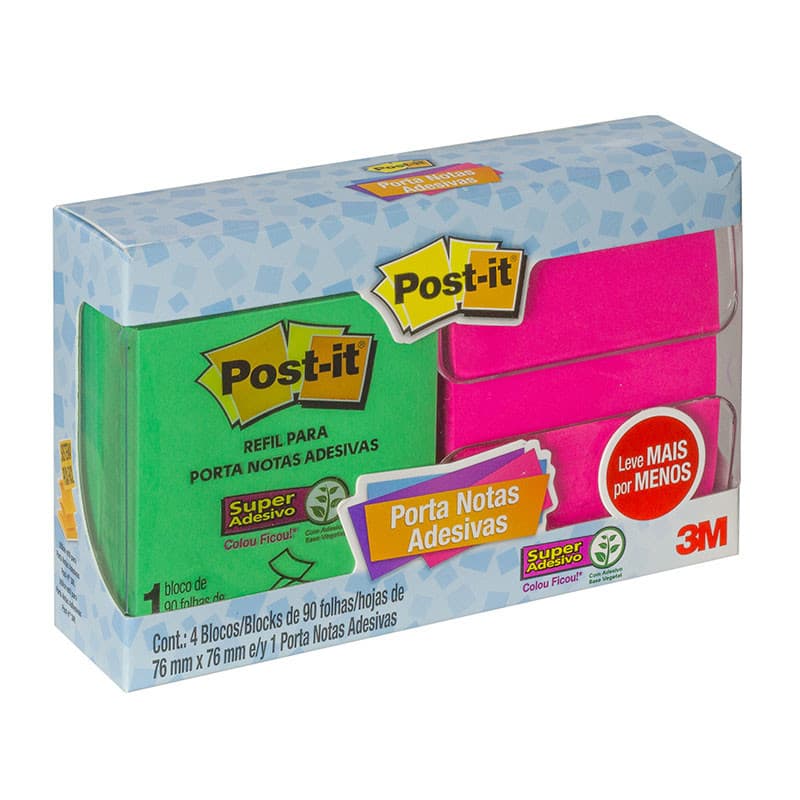 Suporte Post-it Pop-up kit 4 bloco com 90 fls 3M