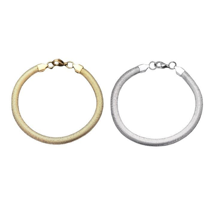 Exclusivo Pulseira Cobra amassada Unissex Aço Inoxidável 316L Dourada ou Prateada - Pronta Entrega