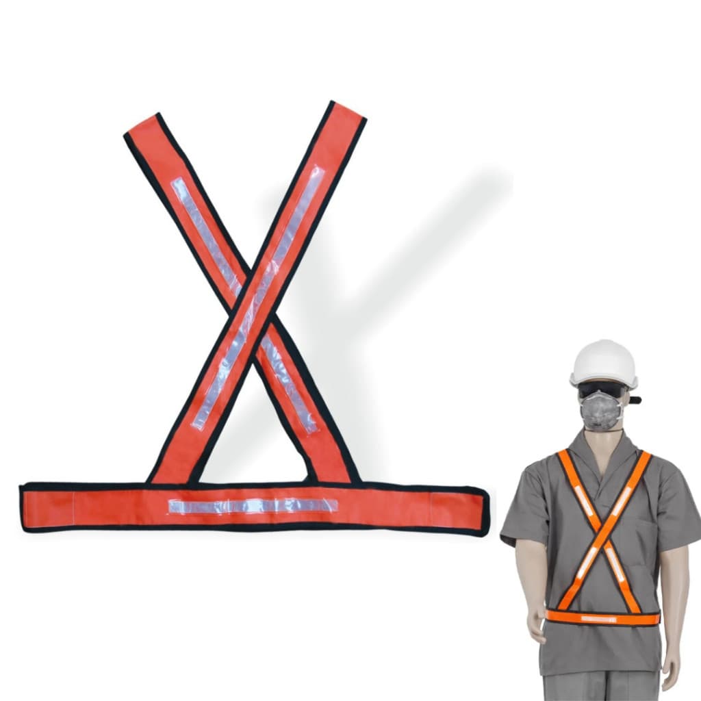 Kit 5 Colete PVC para Sinalização Refletivo Prata Maicol Tipo X para Segurança Trânsito Obras Flanelinha Guardador Carro