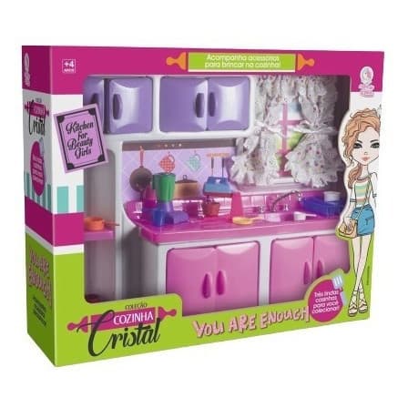 Brinquedo Infantil Cozinha Cristal Com Pia + Acessórios