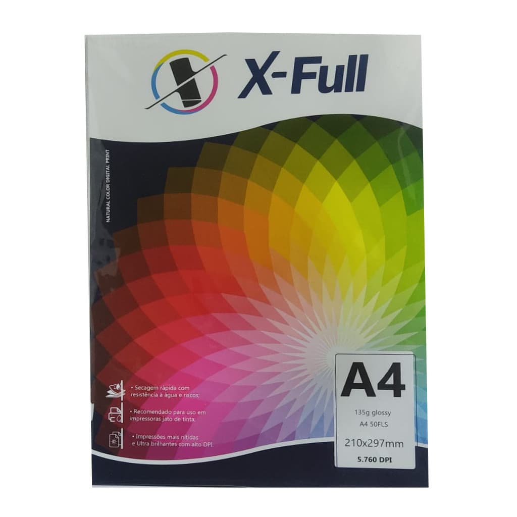 Papel fotográfico XFULL super GLOSSY 135G A4 50 Folhas Papel para foto alta Resolução