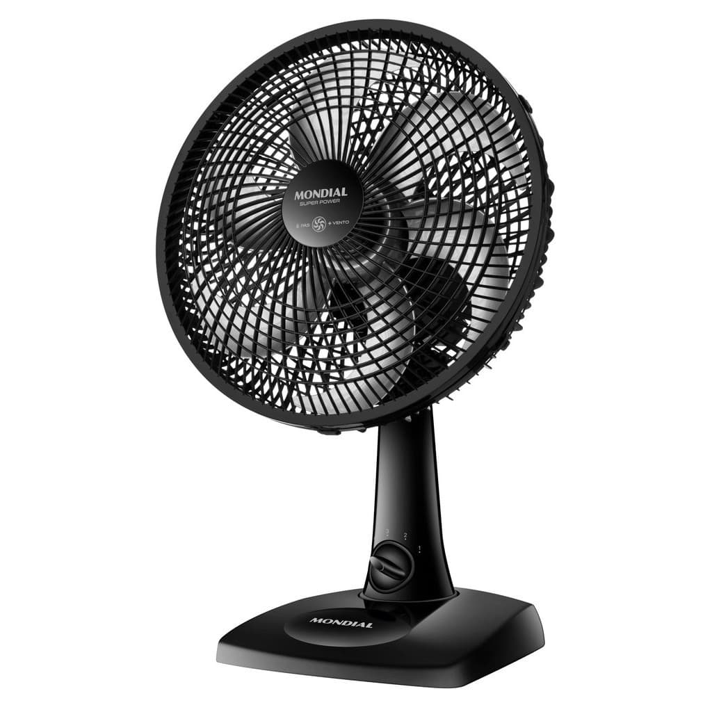 Ventilador de Mesa Mondial VSP-30B 127v 30cm Superpower Oscilante 6 Pás Preto 3 Velocidades