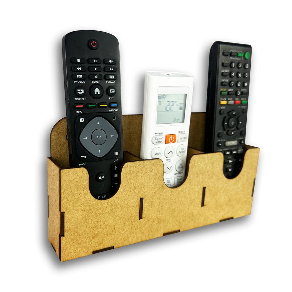 Suporte De Parede Porta 3 Controle Remoto Ar Tv Som Mdf