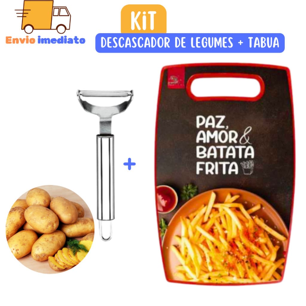 Kit 1 Descascador de Legumes + 1 Tabua de Alimentos para Casa Cozinha