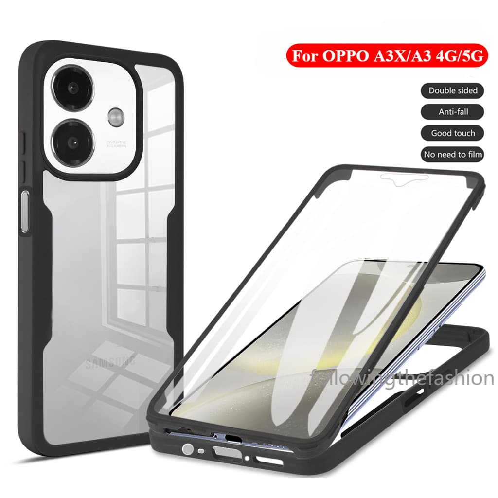 Para Oppo A3X 5G 2024 A3 A3X A40 A40M 4G Capa De Telefone 360 ° Acrílico Dupla Face Protetor Completo Com Proteção De Le