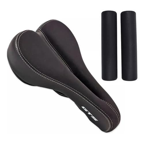 Kit Banco Selim Gts Vazado Lycra Neoprene + Manopla Silicone