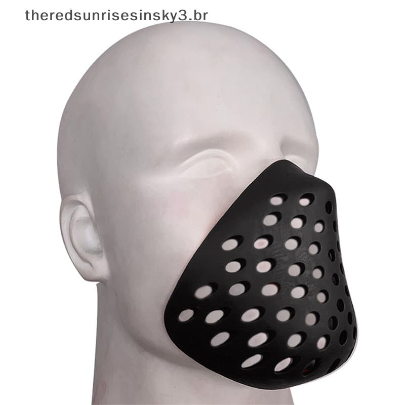 TSBR Máscara Cosplay Adereços Sílica Preto/Vermelho/Branco Halloween Meia Capa Facial Boca