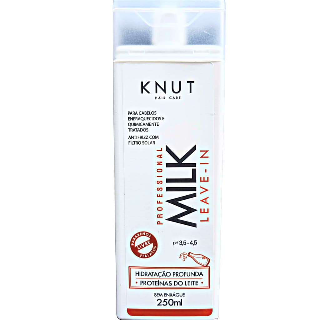 Knut Profissional Milk Leave-in 250ml Proteínas Do Leite enfraquecidos quimicamente tratados  controla  frizz  hidrata l