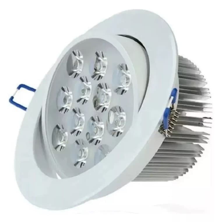lâmpada Spot LED 12W embutir redonda bco quente Bivolt