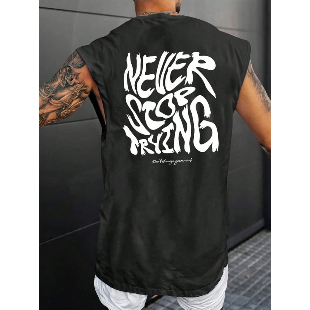 Regata machão Masculina P ao G5 100% Algodão Never Stop Tryng G1 G2 G3 G4