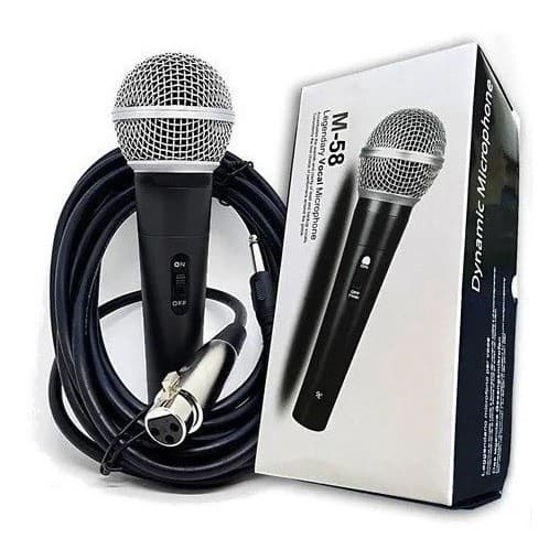 Microfone Com Fio Dinâmico Profissional Metal 5mts m-58