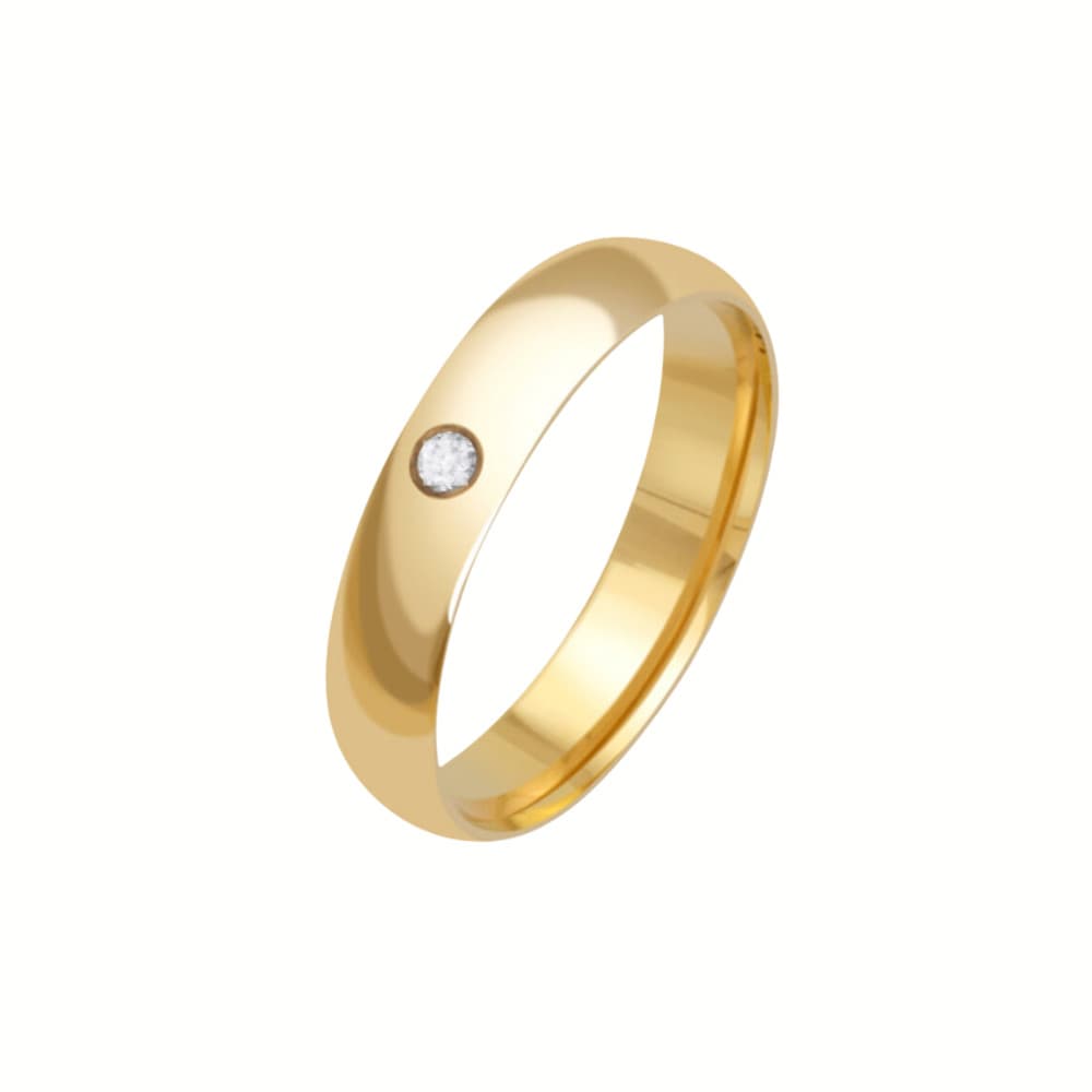 Aliança 6mm Ouro Pedra Zircônia Casamento