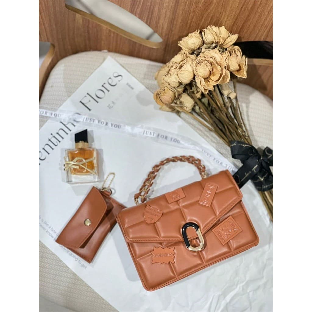 BOLSA CROSSBODY MINIMALISTA CASUAL TRANSVERSAL ACOLCHOADA 3 ALÇAS COM PORTA MOEDA