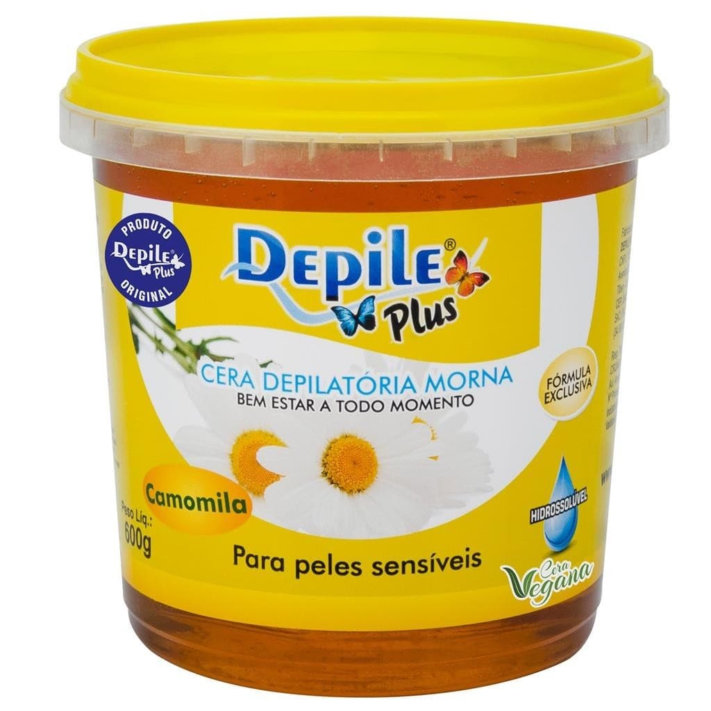 Cera Depilatória Camomila Depile Plus 600g Peles Sensíveis Hidrossolúvel