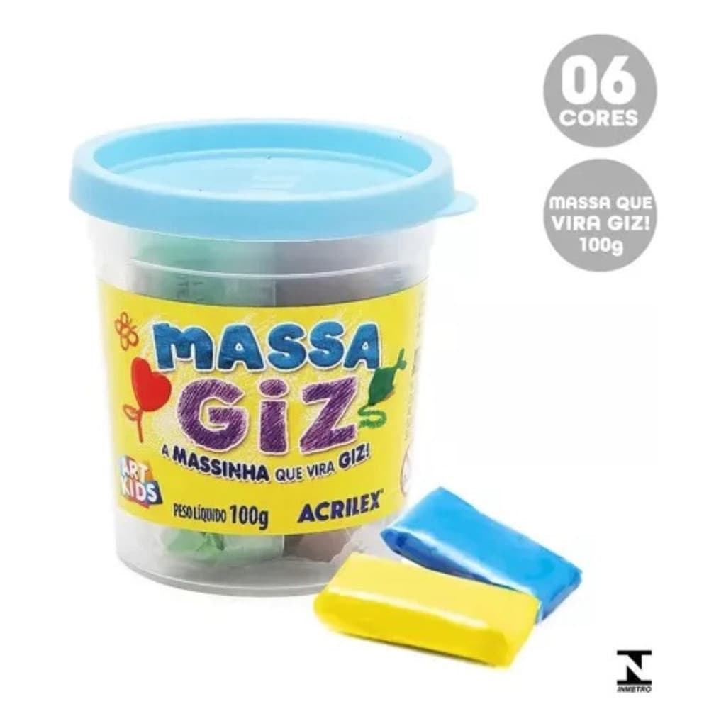 Massa Giz 100g Acrilex - A Massinha Que Vira Giz - 6 Cores