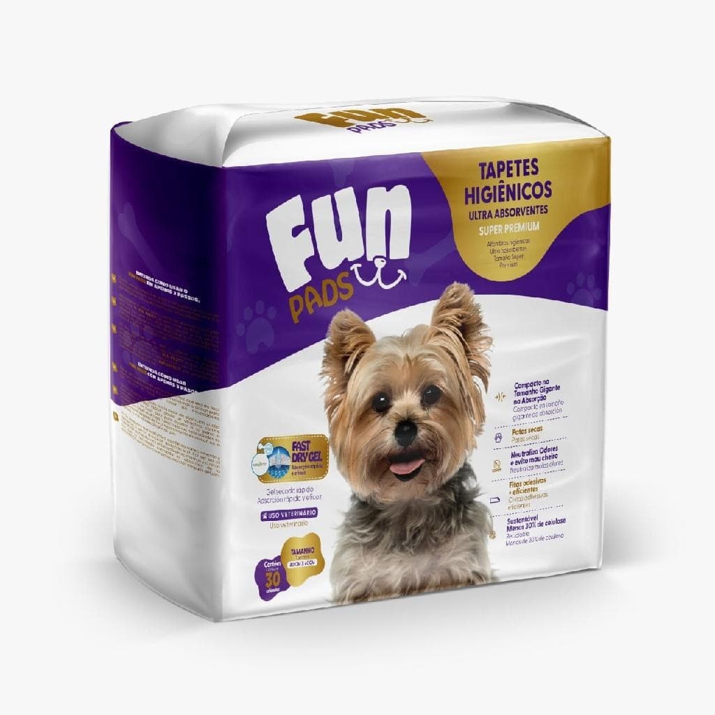 Tapete Higiênico Fun Pads 80x60 Cm 30 Un - Absortec