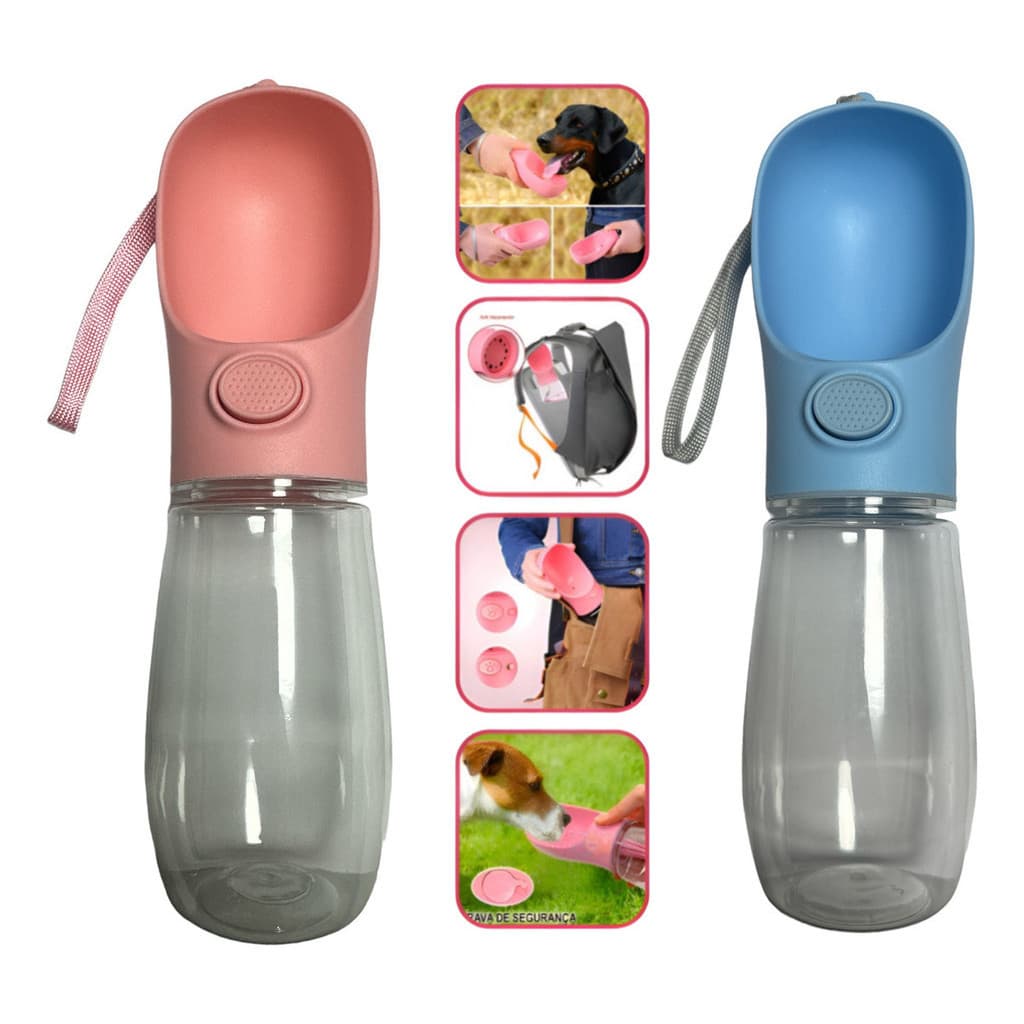 Garrafa De Água - Bebedouro - 550ml Portátil Para Pet - Cachorros e Gatos
