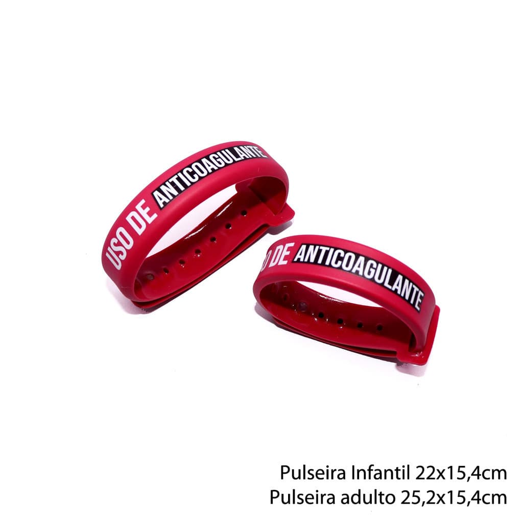 Pulseira de Identificação Uso de Anticoagulante - Ajustável