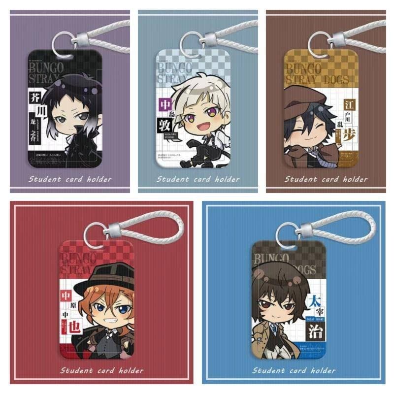 Anime Bungou Stray Dogs Dazai Osamu Nakajima Atsushi Nakahara Chuuya Edogawa Ranpo Akutagawa Ryuunosuke Porta-Cartões De Identificação Portátil Ônibus Escritório Chaves De Trabalho